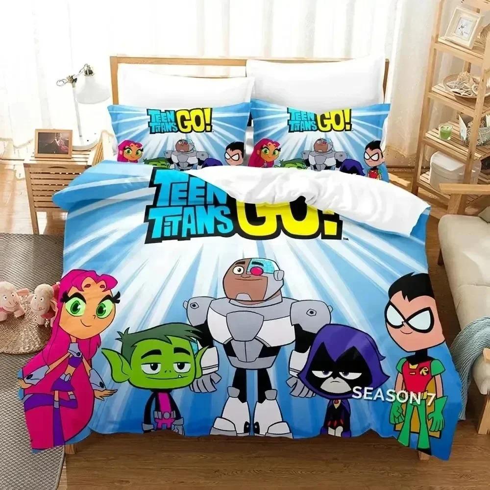 Stampa 3D Cartone Animato Titani Teen Go Set Biancheria da Letto Copripiumino Set Letto Coperta Federa King Queen Size Ragazzi Adulti