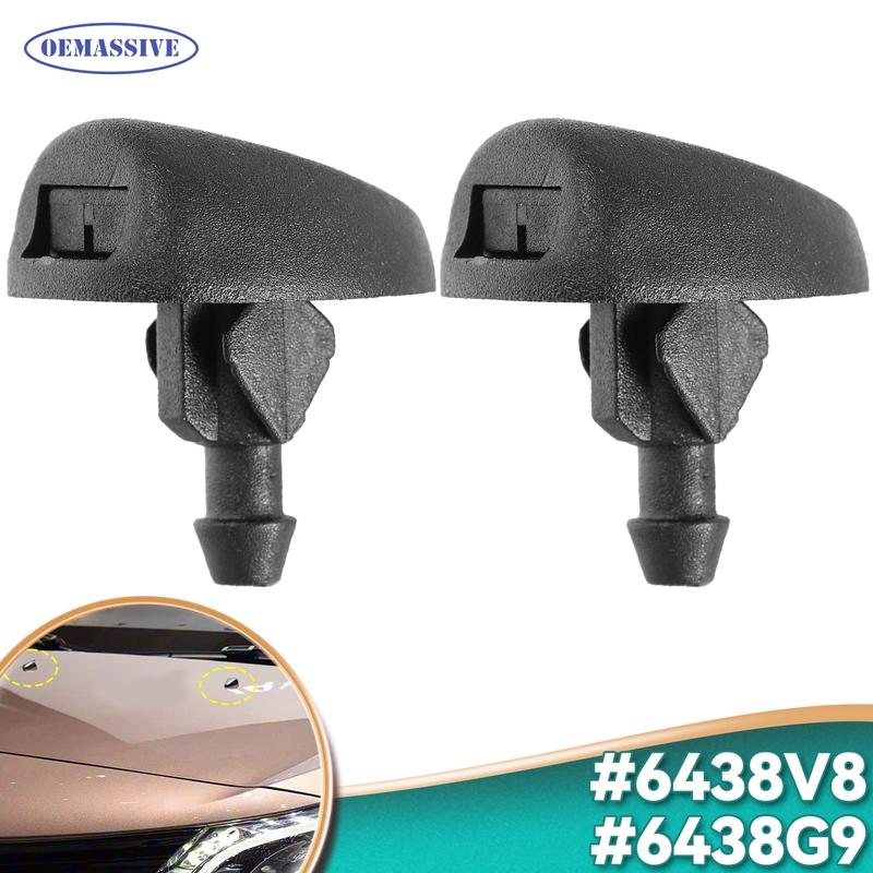 

For Citroen C1 C2 C3 C4 Dispatch For Peugeot 207 306 307 2pcs Front Windshield Wiper Washer Jet Nozzle Replacement Universal Fit