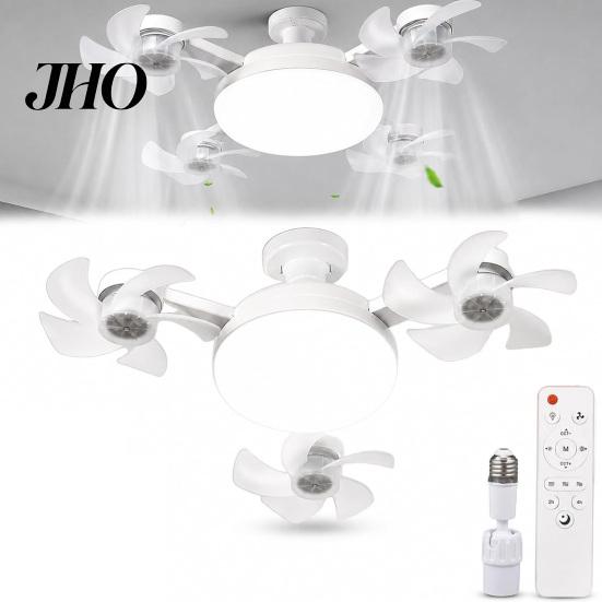 Ventilatore da Soffitto con Luce 3/4/5 Pale e Telecomando, 2-in-1 LED Silenzioso tipo Drone per Ventilazione Soggiorno, Pale Pieghevoli, 3 Velocità Dimmerabile, Attacco E27 per