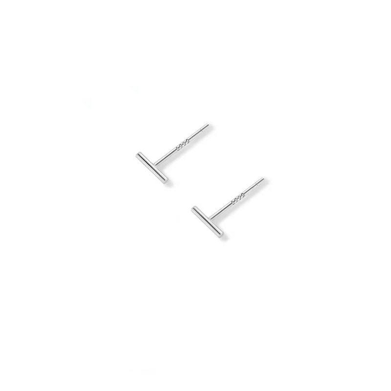 S999 Sterling Silver Geometric T-Shaped Stud Earrings - Ideal for Women: Comfortable, Stylish, and Perfect for All-Day Wear Sterling Silver