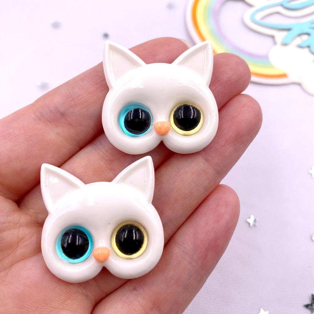 Resin Glitter Colorful Kawaii Big Face Cat Flatback Rhinestone Figurine Christma Decor  Accessorie DIY Hair Bow Scrapbook Crafts