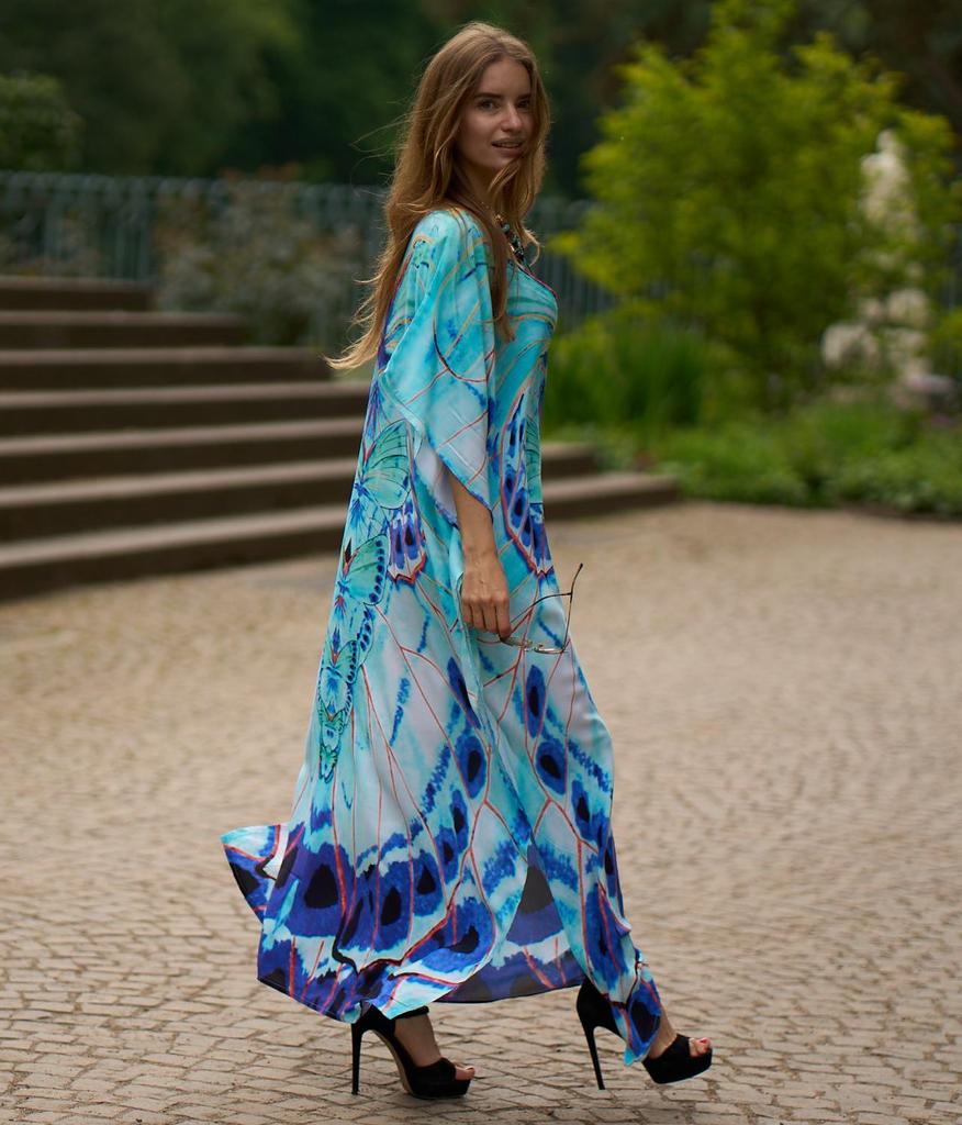 Übergröße Viskose Strandrobe: Lockeres langes Kleid & Badeanzug-Überwurf