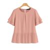 ZANZEA Women Casual Round Neck Solid Color Short Sleeve Blouse