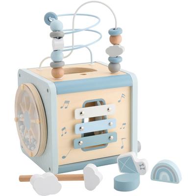 LabelLabel Aktivitäts-Holzgeburtstag Holz-Lernspielzeug Würfel, Spielzeug, Schleife, Stecken, Baby, 1., 2., Geschenk, Jungen, Mädchen, Spielzeug, (blau)
