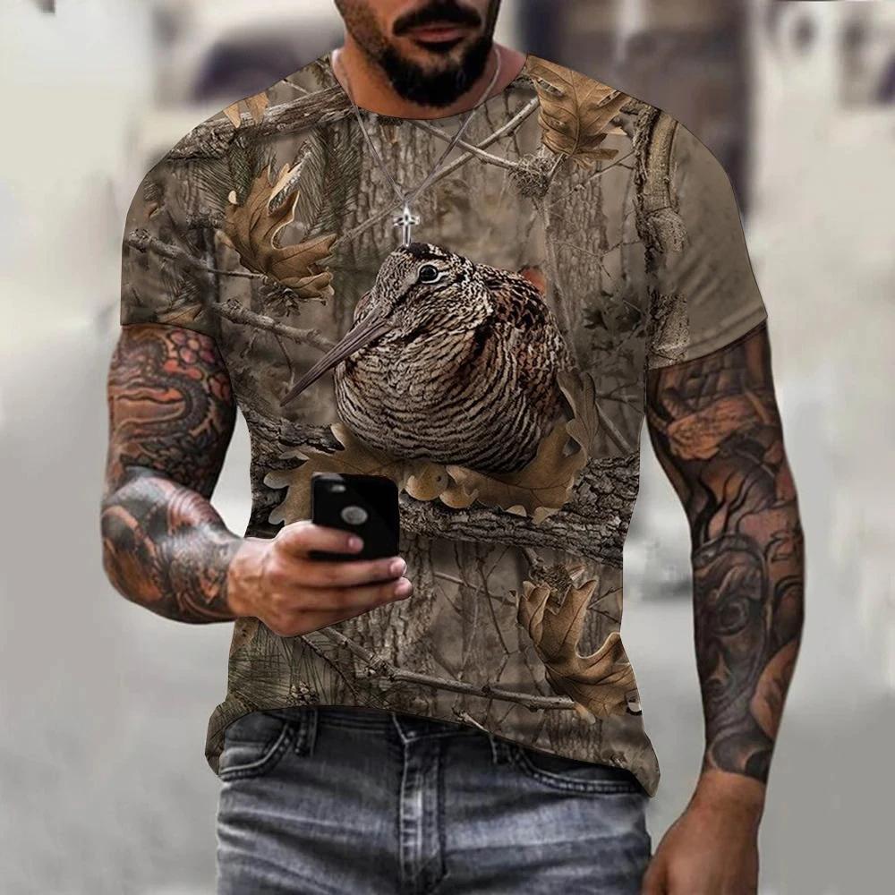 Camouflage Boar Hunting Animal T Shirts Mens Womens 3D Printed Short Sleeves Tops Street Casual Harajuku Oversized Men Clothing