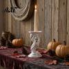 Holiday Party Props Cute Ghost Candle Holder, Iridescent Resin Spooky Pedestal for Desktop Statue Taper Candles, Gothic Candlestick Stand Home