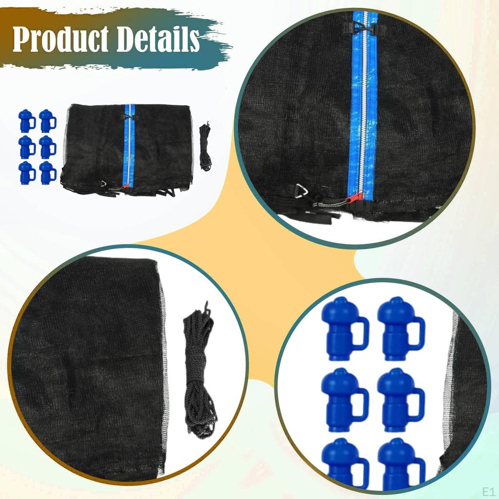 Trampoline Safety Enclosure Net Fence Weather Resistant Protective 14ft 6 poles 4.27m
