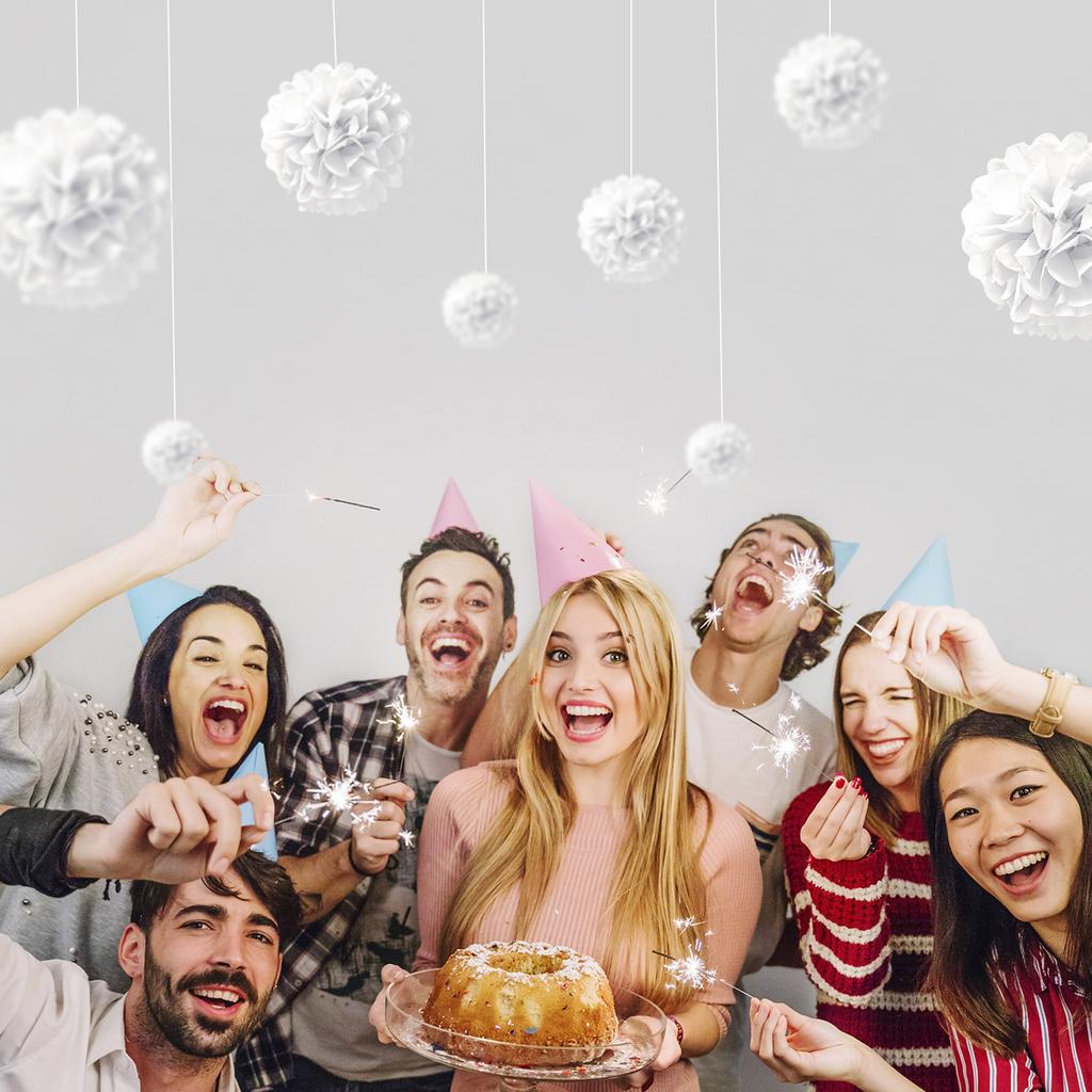 1 Stück Set 7,8 Zoll Weißes Papier Papierblumen Dekorationen Für Geburtstagsfeier Blumenkugeln Papier Hängeblumen Pom Pom