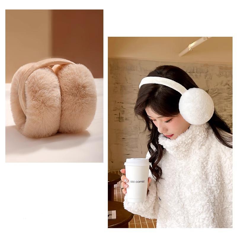 Portable Folding Winter Warm Earmuffs Solid Color Anti Cold Windproof Thickened Warming Earmuffs Fashion Unisex Plush Earmuffs