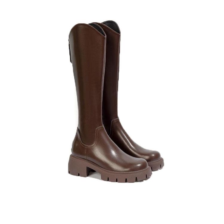 Spot Thick Heel Round Head Thick-soled High Boots 2025 Autumn and Winter New V-mouth Thin Boots Women's Winter Knight Western Boots