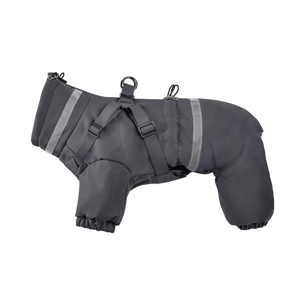 

Autumn Winter Dog Four-legged Clothing Padded Jacket with Chest Back Thick Warm Windproof Puppy Coat Pet Products Coats Supplies S серый