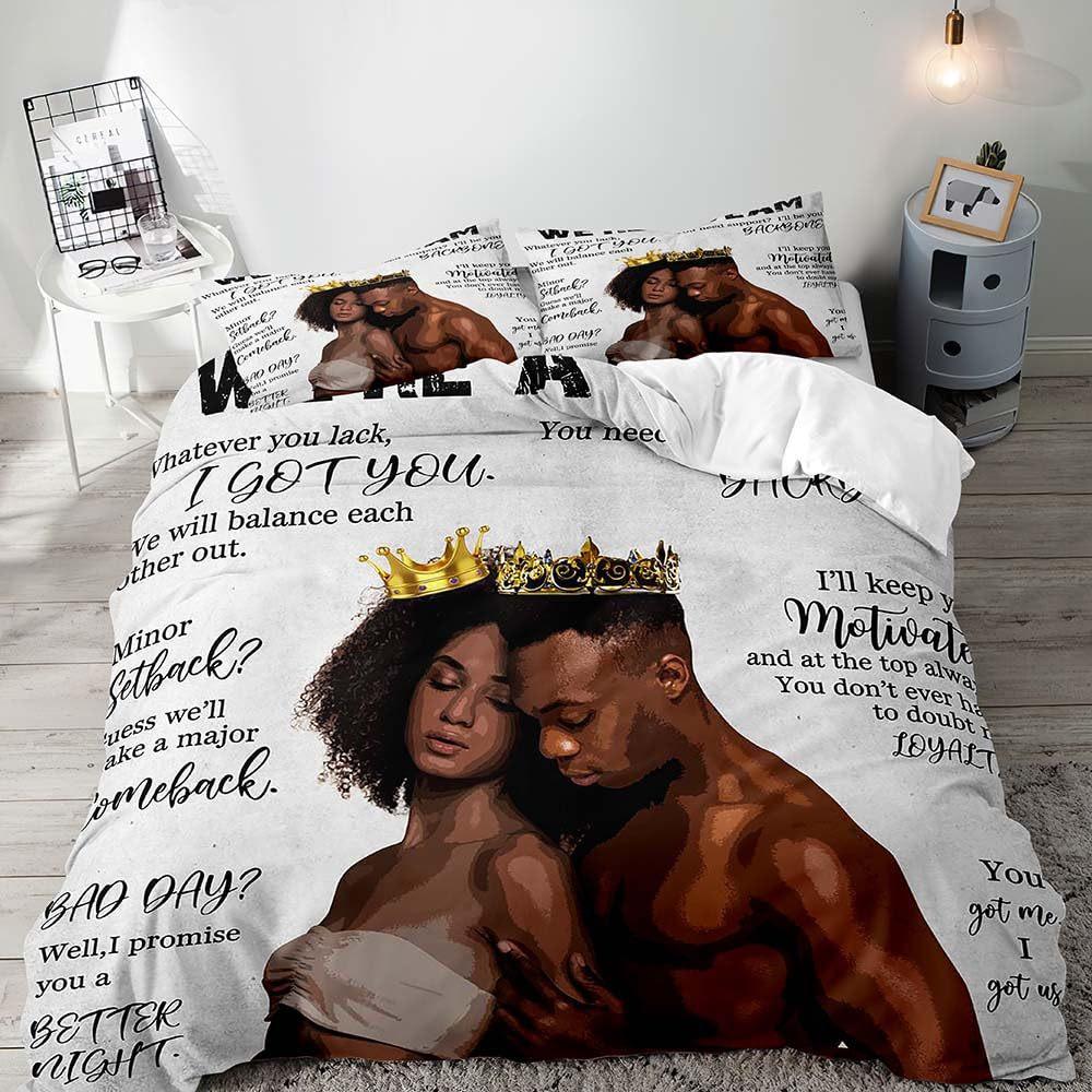 African Girl Duvet Cover Eiffel Tower Three-Piece Soft Bedding Set With Pillowcase