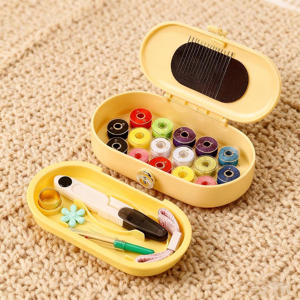 Sewing Kit Basic 21 Piece Portable Stitching Supplies with Storage Box Small Sewing Kit for Travel Men Women Youth Mom Grandma