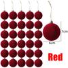 Christmas Red Velvet Flocked Balls Ornaments Hanging Ball Pendents Festive Decor for Xmas Tree Holiday Party Decoration Supplies