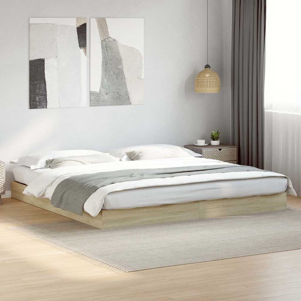 VidaXL Bettgestell ohne Matratze Sonoma-Eiche 180x200 cm Holzwerkstoff