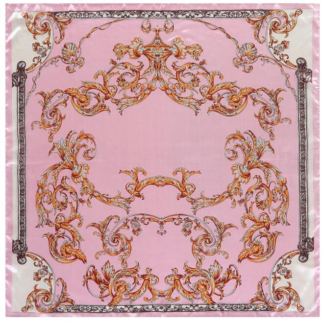 90*90cm Luxury Brand Women Silk Scarfs European Architectural Pattern Square Scarves Spring Summer Shawls For Ladies