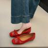 2025 Spring and Summer New Retro Bow Light Mouth Soft Face Women's Shoes Comfortable Soft Sole Ballet Shoes