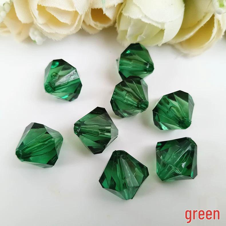 Acrylic Transparent 14mm Double-Pointed Rhombus Imitation Crystal Beads for DIY Jewelry Accessories and Colored Door Curtains