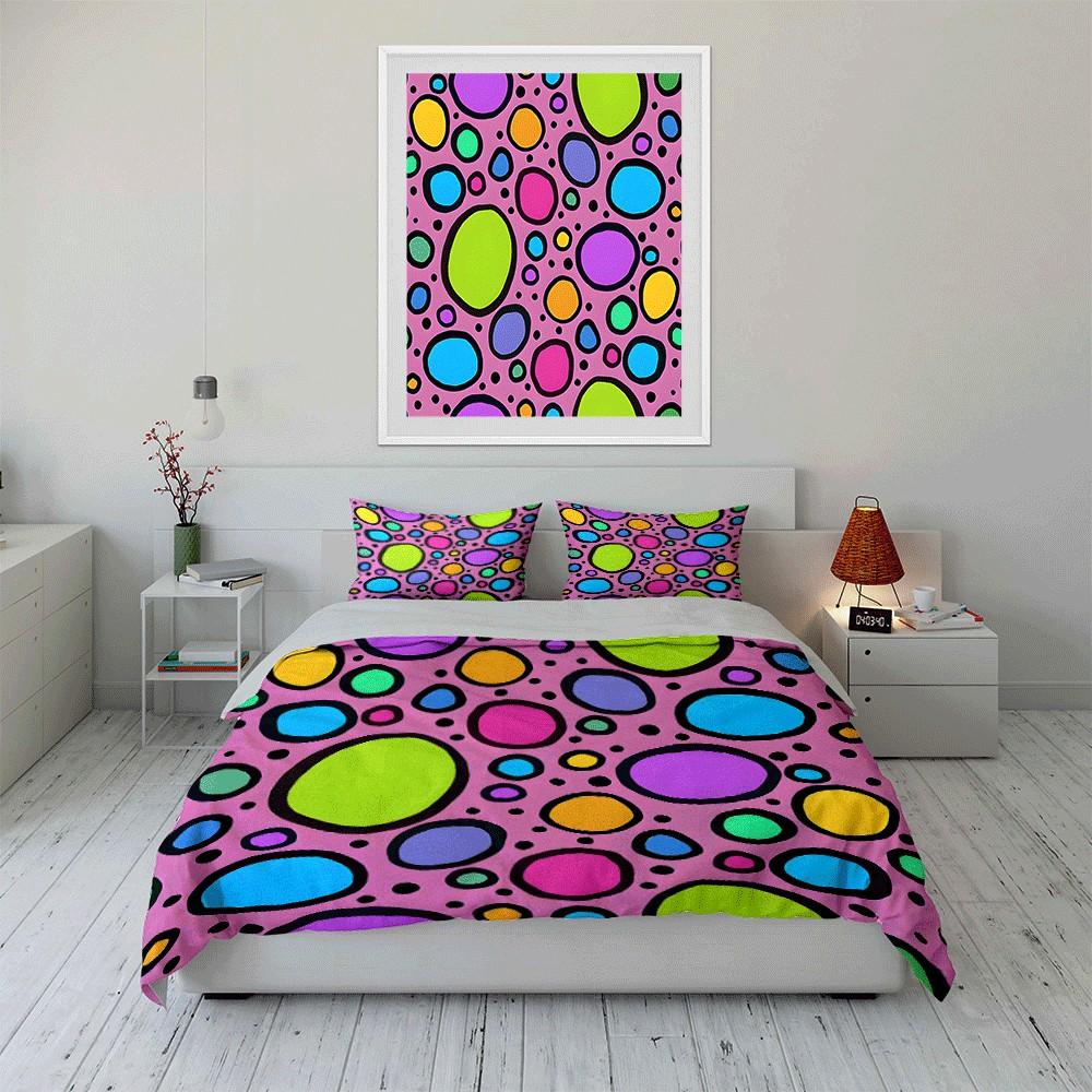 Colorful Polka Dot Three-Piece Set Exquisite Three-Piece Bedding Set Gift For Kids And Adults