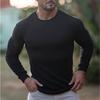 Men's Autumn Sports Fitness Casual Stand Collar Stretch Ribbed Crew Neck Long Sleeve Activewear