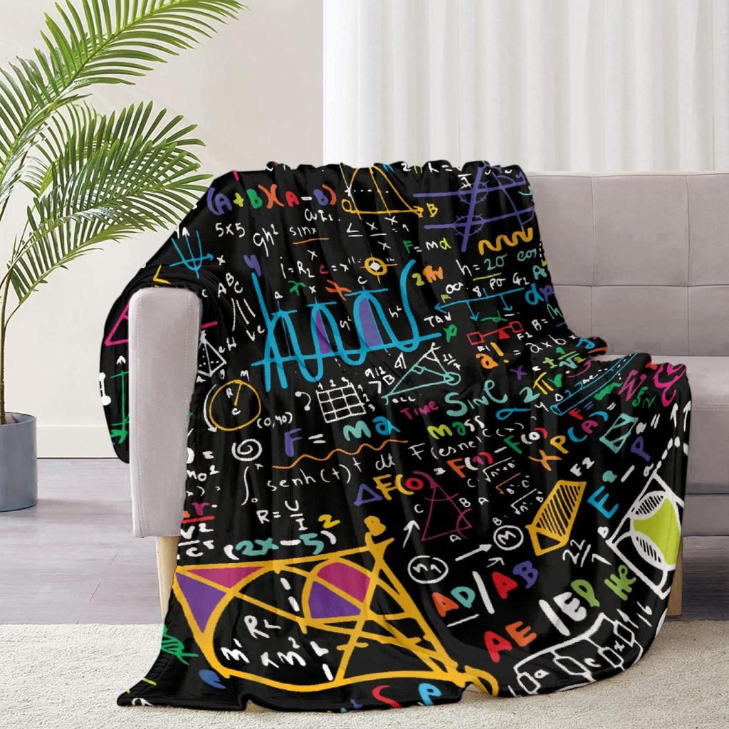 Mathematical equation digital-printed polyester Bedroom velvet flannel cover blanket Fleece soft sofa cover blankets for beds