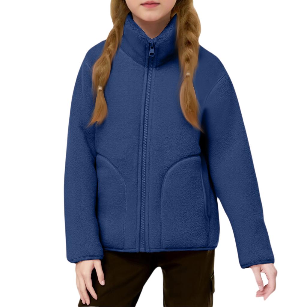 Kids' Fleece-Lined Jacket - Stand Collar Thermal Coat