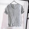 Summer Men Thin Breathable T-shirt V-neck Short Sleeve Solid Color Casual Basic Tees Casual Bottoms Pullover Tops