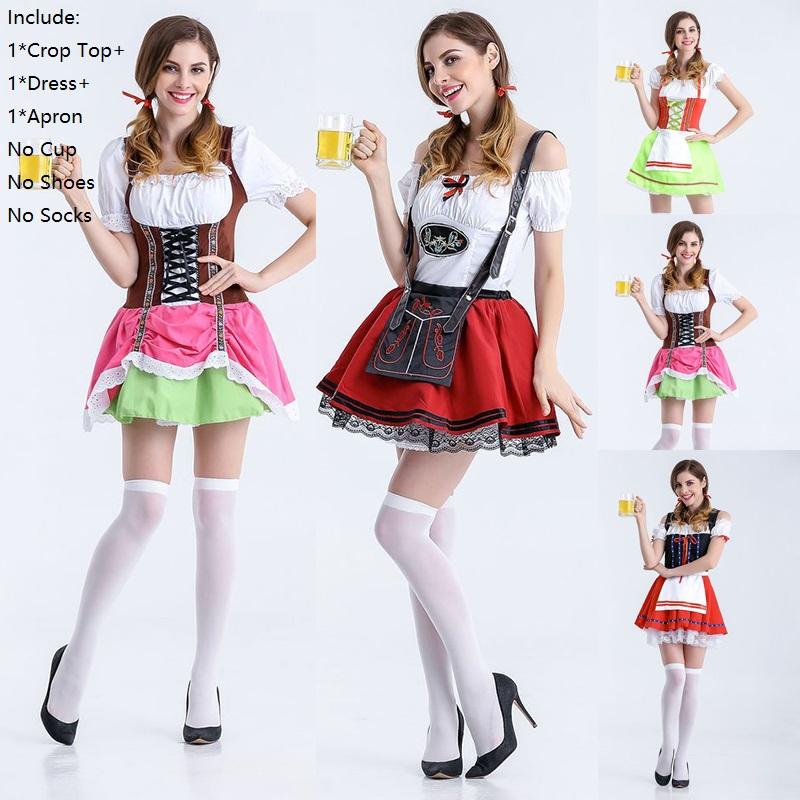 Cosplay Women Oktoberfest Costume German Beer Holiday Outfit Dress Wench