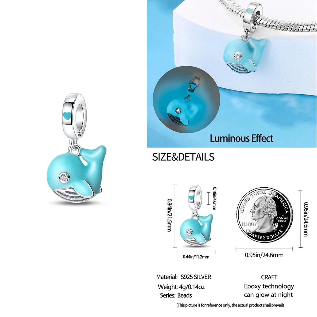 Colorful Copper Blue Glow-In-The-Dark Murano Princess Glass Beads Fits Original Bracelet Jewelry Set Accessories