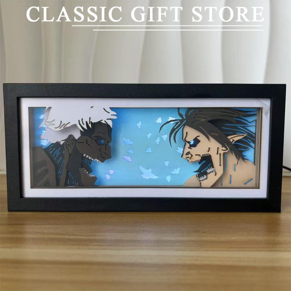 Black Photo Frame Kaneki Ken Cartoon Paper Carving 3D Anime Lamp LED Light Box Action Figure Room Decoration Lamp Christmas Gift