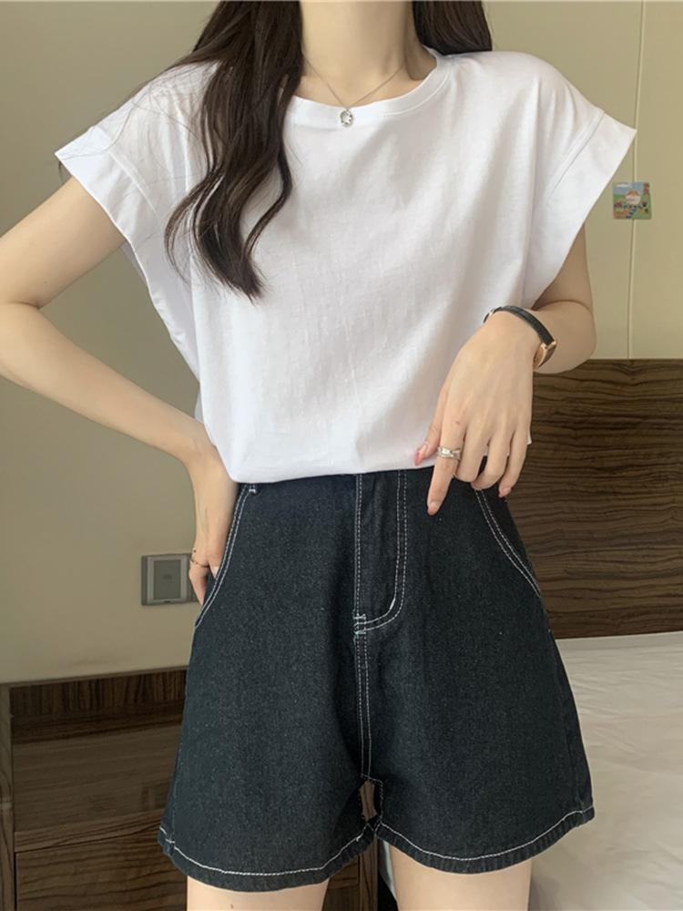 Designed Small Flying Sleeve T-shirt Women's 2024 Summer New Loose Outer Wear Bottoming Shirt Short-sleeved Student Tops Trendy