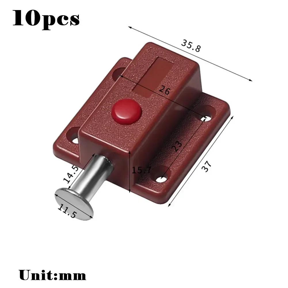10pcs Cabinet Push Button Spring Latch Plastic Spring Pins Automatic Door Bolt Latches Lock Anti-theft Door Furniture Hardware