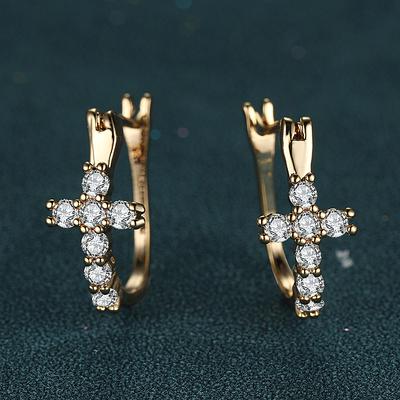 Exquisite CZ Kreuz Creolen für Frauen glänzende Cubic Zirkon Ohr Zubehör Party Charms Schmuck