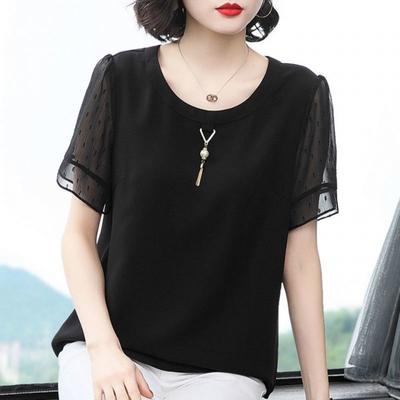 Chemise Unie Décontractée Polyvalente Vêtements pour Femmes Lâche Chic d'Été Décoration Tridimensionnelle Élégante Manches Courtes Chemisier