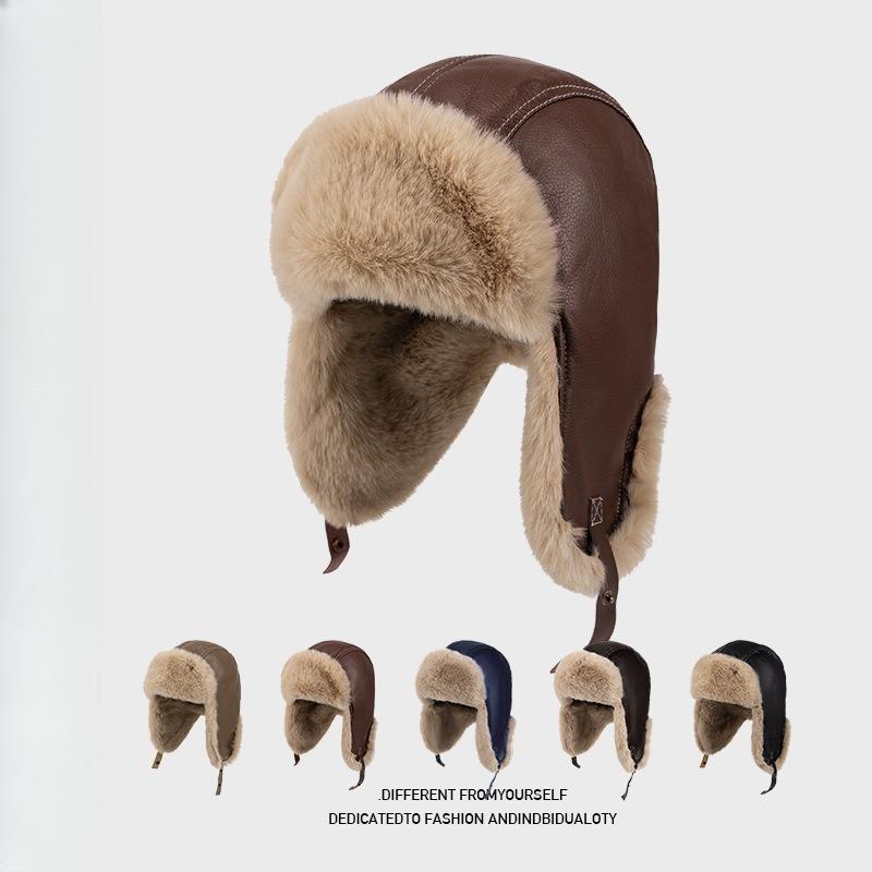 Herfst en Winter Winddicht Oorwarmend Fleece Gevoerd Verdikt Vliegersmuts Retro Lei Feng Muts Unisex