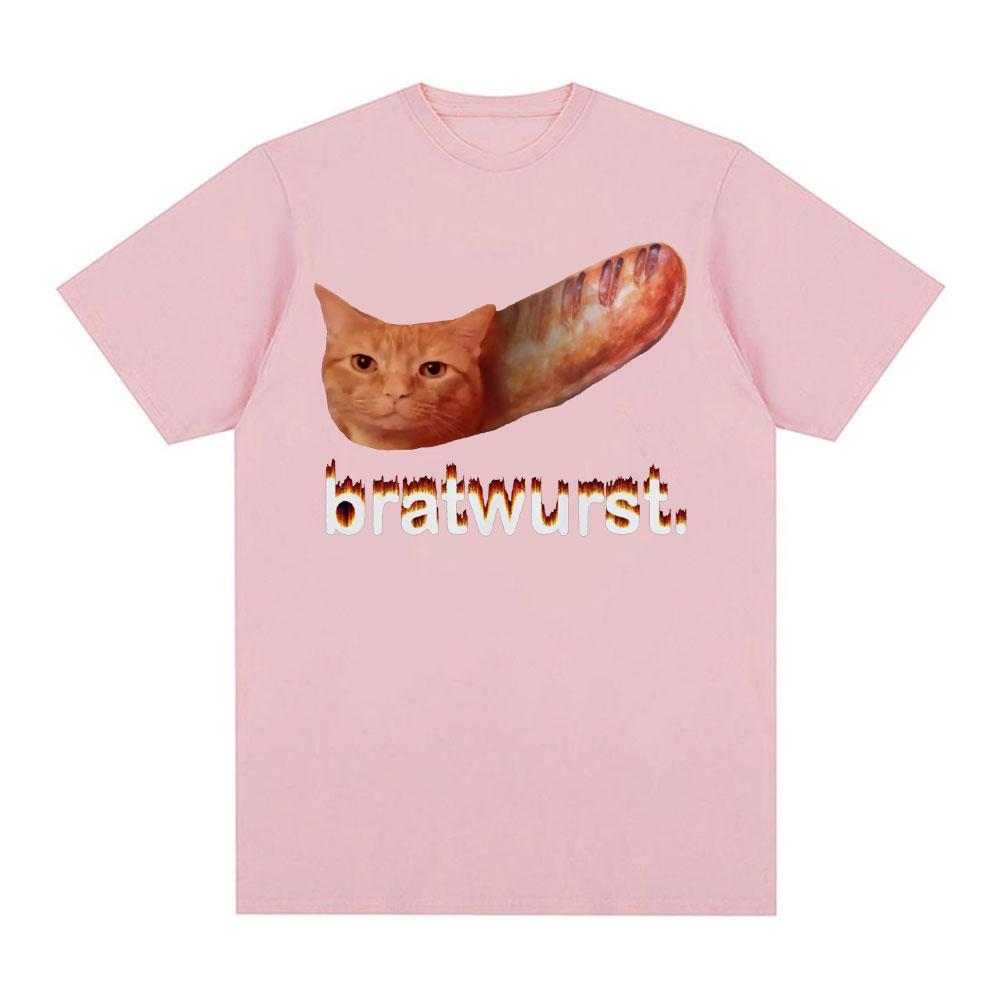 Bratwurst Funny Cat Meme Tshirts Unisex Unisexs Clothing Casual Humor Short Sleeve T Shirt Summer Pop Tshirt Streetwear