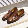 Men's Foot Cover Leather Business Casual Shoes First Layer Cowhide Loafers British Leather Shoes Men
