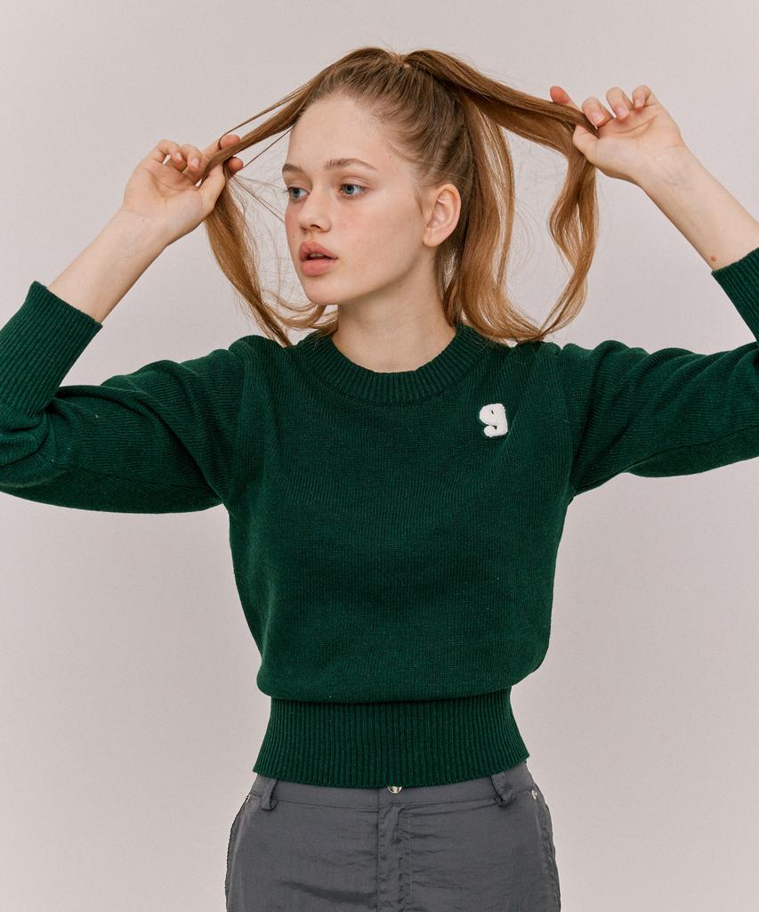 Grimi G Logo Round Neck Knit - Green