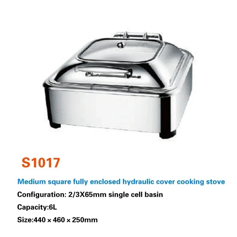 Buffet-Speisenwärmer Kommerzielles Buffet-Chaffing-Dish Luxus für Hotel Hydraulischer Buffetherd Hotpot Edelstahlgeschirr Royal