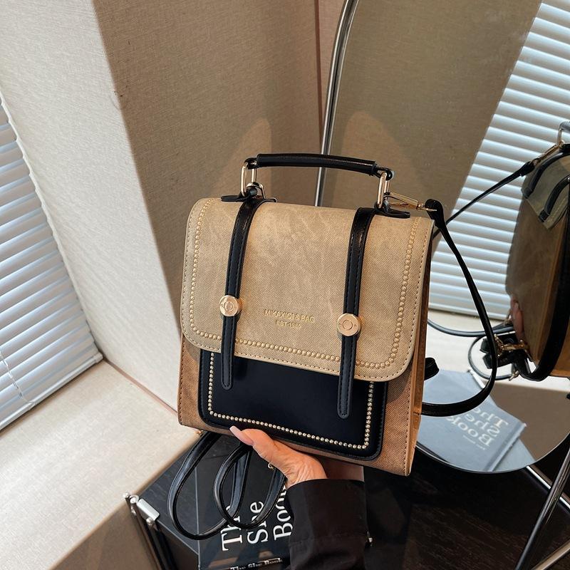 Retro texture portable backpack women's autumn and winter niche single shoulder messenger bag small backpack