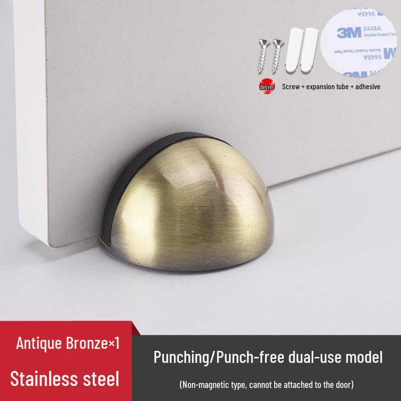 304 Stainless Steel Magnetic Turtle Top Door Stopper, Anti-Collision Floor Bumper & Rubber Limiter