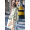 [Sayla] tops pullover long sleeve jacket ladies switching fake layered stripe shirt Thick polo shirt folded collar Fashionable sweater Beautiful