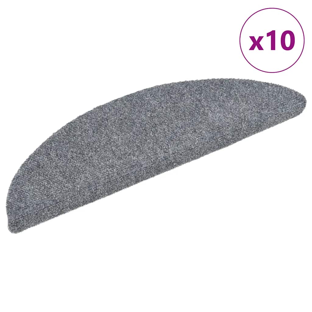 Self Adhesive Stair Mats 10 pcs Light Grey 56 x 17 x 3 cm