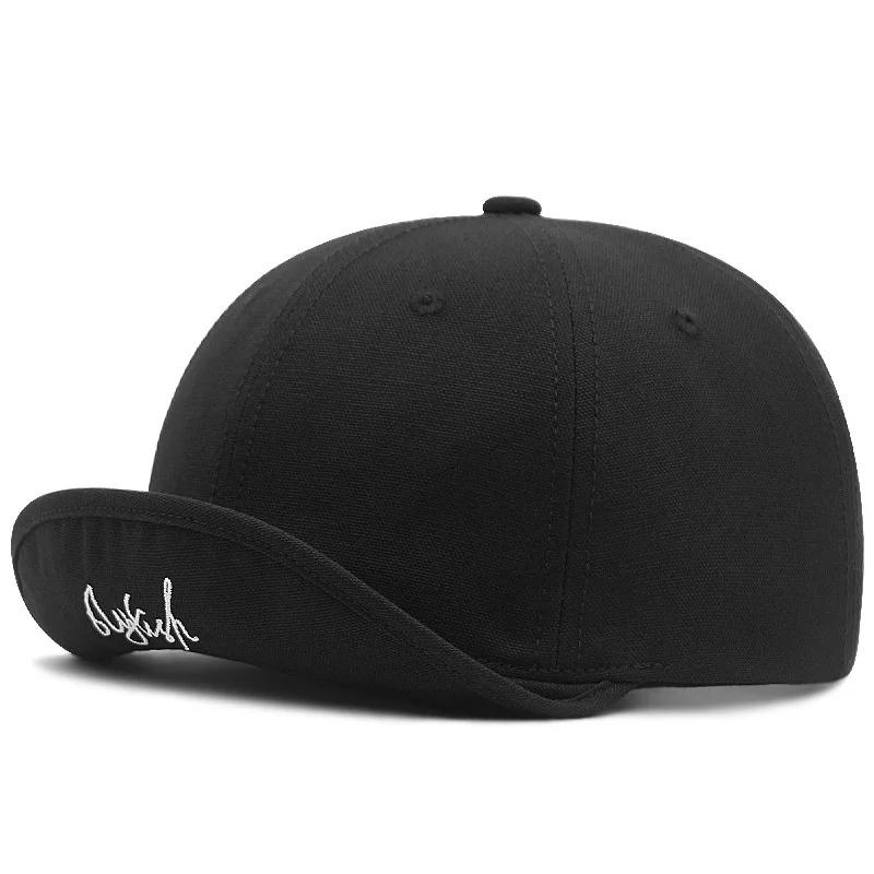 Grote kop opwaartse piek snapback hoed man vrouw 5 cm korte rand baseball cap 55-60 cm 60-65 cm 55-60cm black
