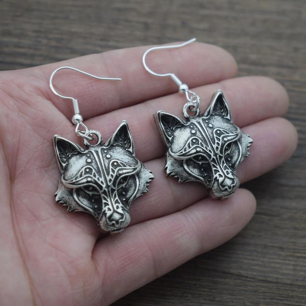 Norse Viking Wiccan Moon Phase Raven Earrings Stainless Steel Hook Handmade Jewelry