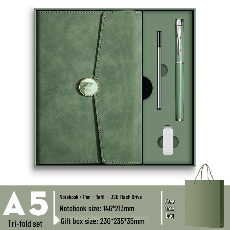 In-Stock A5 Notebook: Business Gift with Thickened Soft Leather, High-Appearance Design, Buckle Closure, and Gift Box