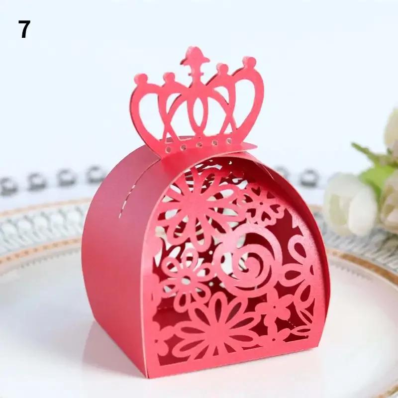 10Pcs Gold Laser Cut Wedding Favor Box Hollow Rose Design Candy Dragee Chocolate Gift Bags Packaging