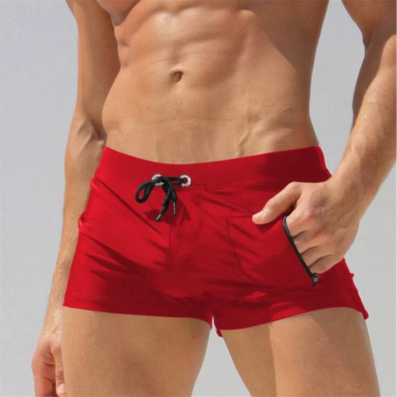 

Hot European American New Style Side Pocket Men s Swimming Trunks Straight Angle Quick-drying Beach Pants Vertical XL fits 2 '6-2' 8 красный