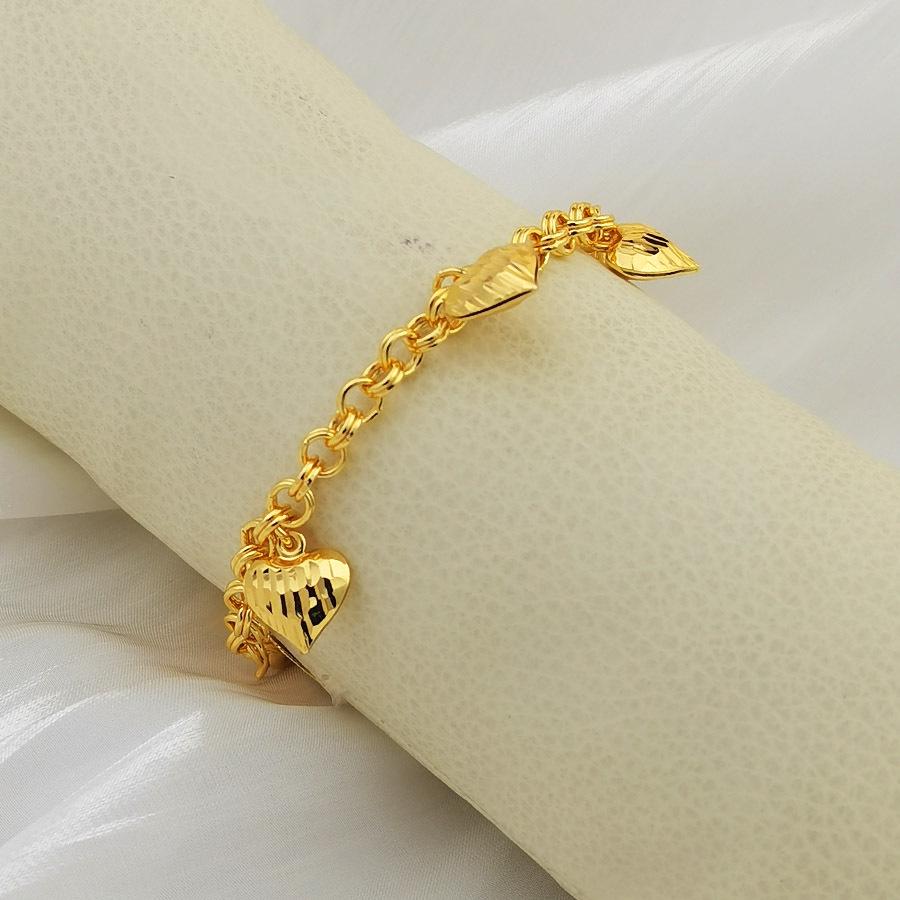 24K Gold Plated Heart Pendant Bracelet, Perfect for Valentine's Day or Daily Wear