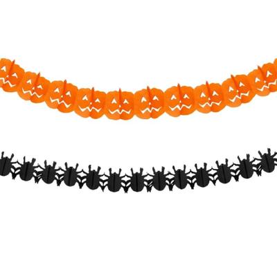 Halloween Paper Garlands Chains for Festival Seasonal Decoration Pumpkins/Spiders Shaped Banners Flags Party Supplies